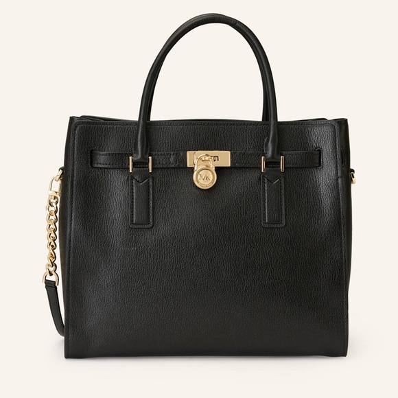 Michael Kors Hamilton Leather Satchel Hand Shoulder Bag Tote with Gold Accents - Picture 1 of 6